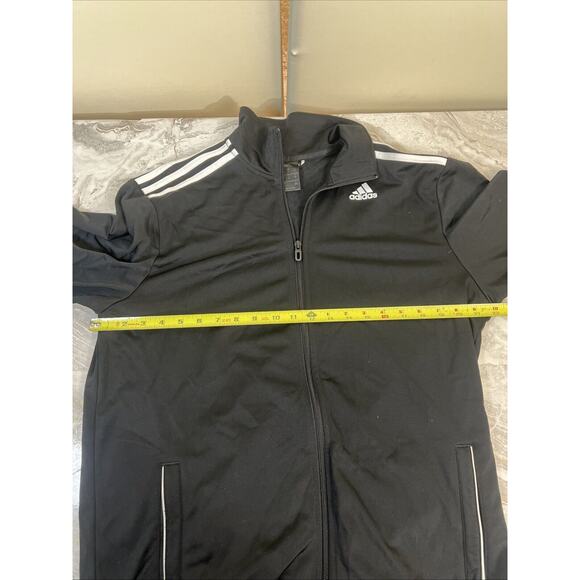 Adidas Black & White Striped Track Suit Jacket Zip Up Size Large - Picture 5 of 6